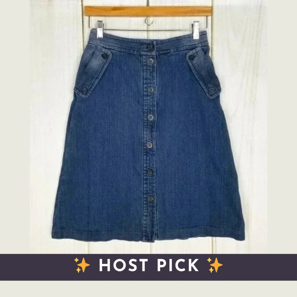 MICHAEL Michael Kors ♡ High Rise Button Up Denim Jean Skirt
